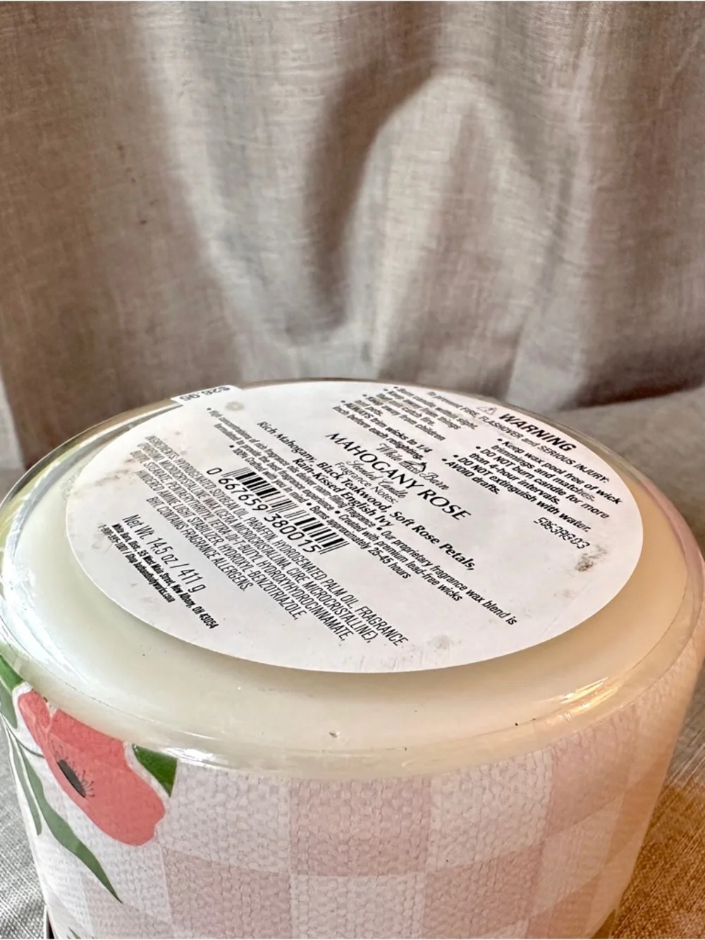 Bath & Body Works White Barn Mahogany Rose 3-Wick Candle - Picture 5 of 5